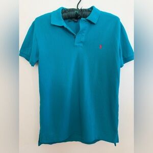 Y2K Turquoise 100% Cotton Ralph Lauren Golf Polo Shirt Hot Pink Boys Large 14/16